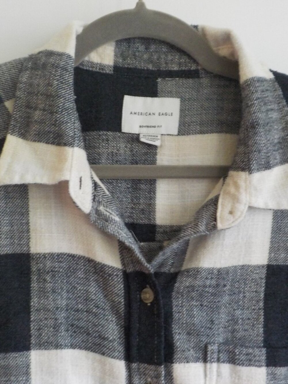 American Eagle Shirt - X-Small - Button Up Plaid Long Sleeve Blue/White (2295) - Picture 2 of 6